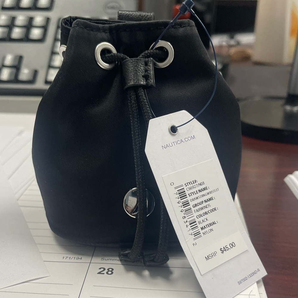 NAUTICA Drawstring Black Wristlet